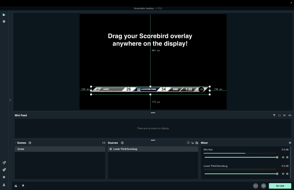 Click and drag the overlay to reposition it in the scene