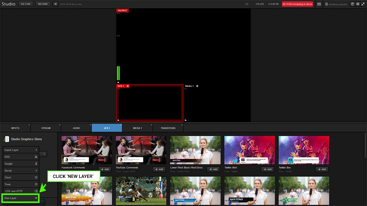 Select GFX1_, Add Layer, then New Layer