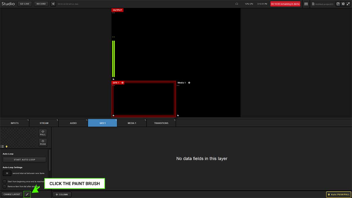 Click the paint brush icon to open the layer editor